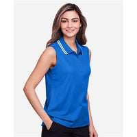 Devon & Jones Ladies' CrownLux Performance™ Plaited Tipped Sleeveless Polo