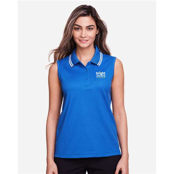 Devon & Jones Ladies' CrownLux Performance™ Plaited Tipped Sleeveless Polo